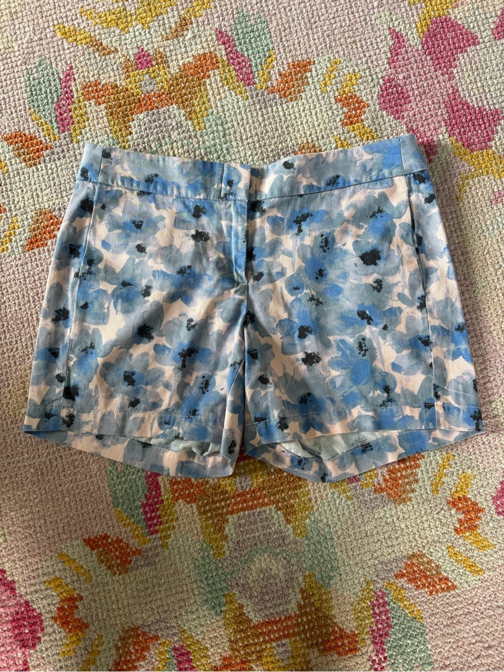 J. Crew Blue Watercolor Floral Women's Shorts